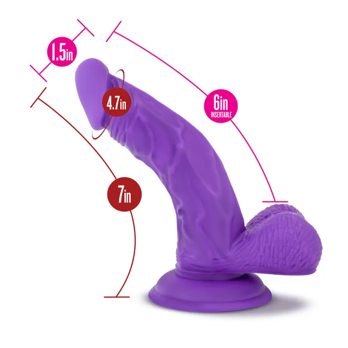 Blush Ruse By Blush Magic Stick Realistic GSpot Purple 7Inch Long Dildo With Balls Suction Cup Base Dildos