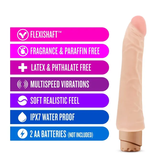 Blush Vibrators X5 Plus By Blush Mambo Vibe Curved Beige 925Inch Long Vibrating Dildo