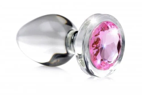 Booty Sparks Pink Gem Glass Anal Plug Medium Size XR Brands Male Sex Toys