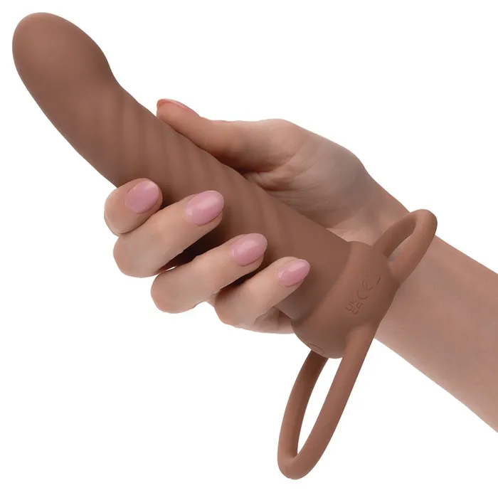 CAL EXOTICS Female Sex Toys Performance Maxx Rechargeable Ribbed Dual PenetratorBrown