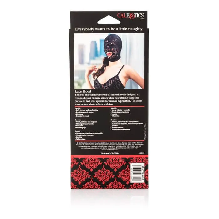 California Exotic Novelties Anal Scandal Lace Hood Black Soft Stretchy Lace Breathable Sensory Deprivation Hood