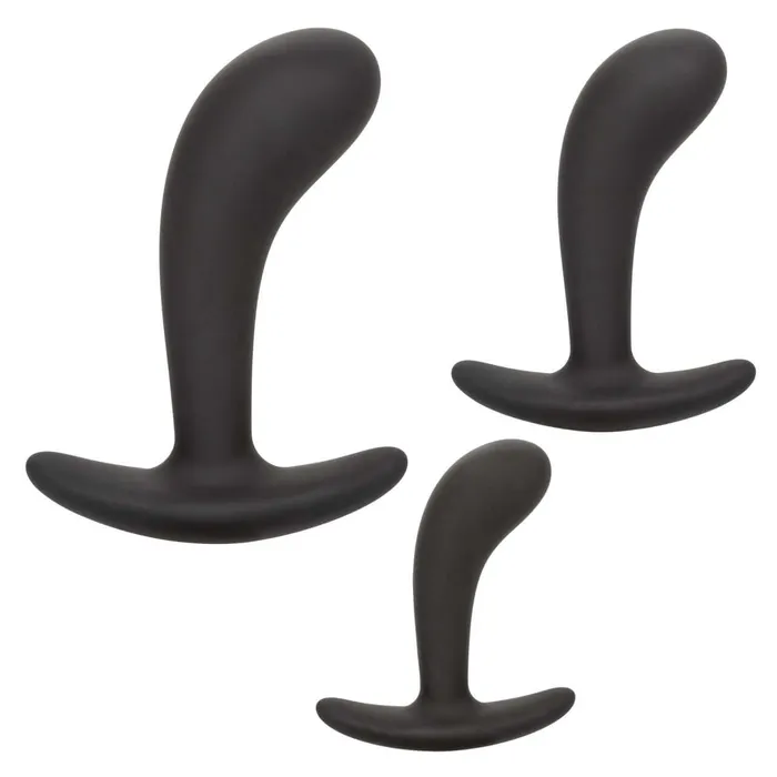 California Exotic Novelties Anal Silicone Prostate Kit 3 Sizes Satin Finish Curved Design BodySafe