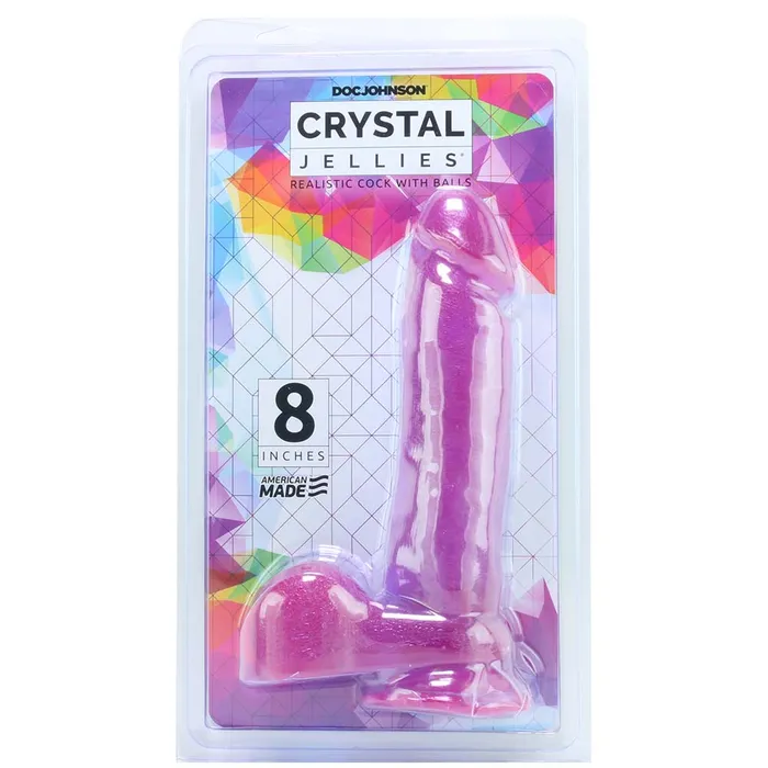 Crystal Jellies 8 Inch Realistic Cock with Balls in Purple Doc Johnson Dildos Crystal Jellies 8 Inch Realistic Cock with Balls in Purple Doc Johnson Dildos