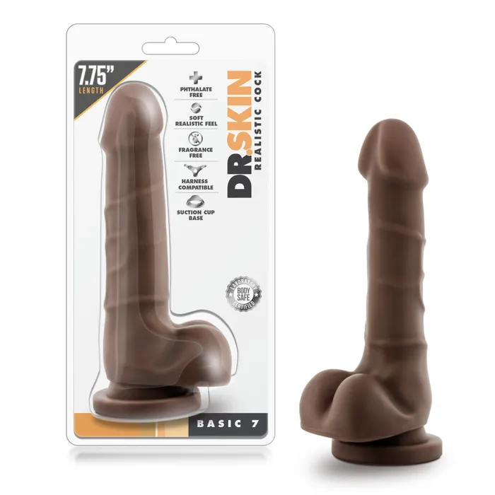 Dildos Dr Skin By Blush Realistic Cock Realistic Chocolate 775Inch Long Dildo With Balls Suction Cup Base Blush Dildos Dr Skin By Blush Realistic Cock Realistic Chocolate 775Inch Long Dildo With Balls Suction Cup Base Blush