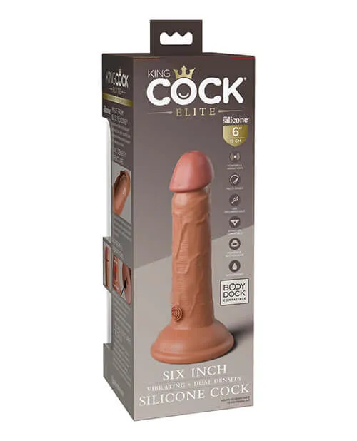 Dildos King Cock Elite 6 inches Vibrating Dual Density Dildo Tan Skin Tone Pipedream Products