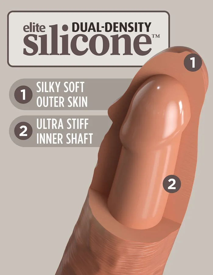 Dildos King Cock Elite 6 inches Vibrating Dual Density Dildo Tan Skin Tone Pipedream Products