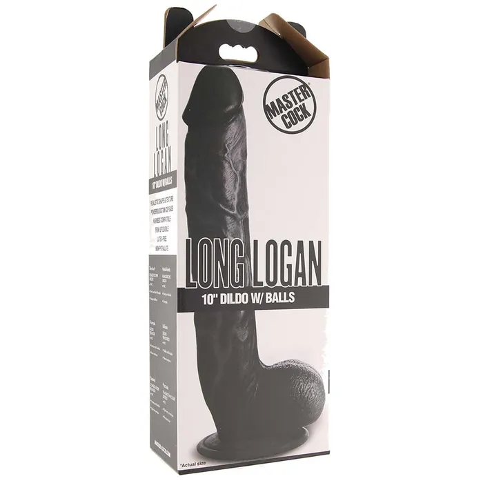 Dildos XR Brands Master Cock Long Logan 10 Inch Ballsy Dildo in Black Dildos XR Brands Master Cock Long Logan 10 Inch Ballsy Dildo in Black