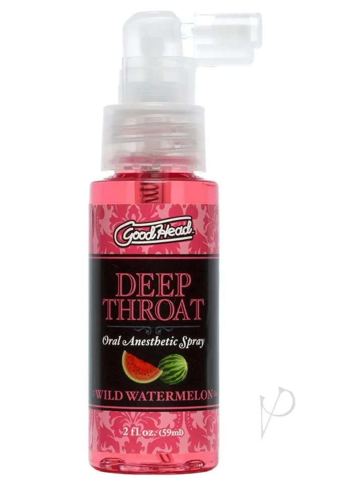 Doc Johnson Enterprises GoodHead Deep Throat Spray 2 Oz in Watermelon Flavor Minimize Gag Reflex for Deeper Oral Pleasure Female Sex Toys