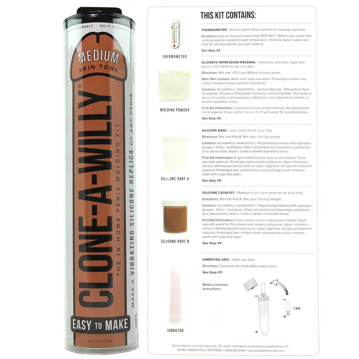 Empire Labs CloneAWilly Vibrating Kit in Medium Female Sex Toys
