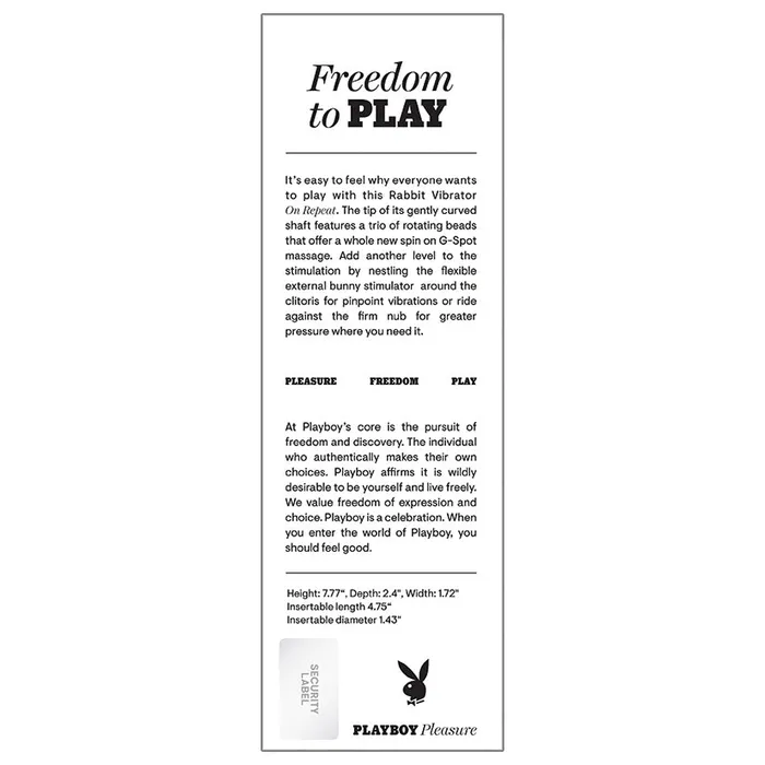 EVOLVED Female Sex Toys Playboy On Repeat Rabbit Vibrator