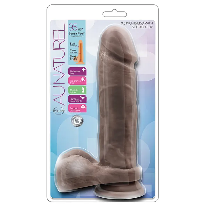Female Sex Toys BLUSH Au Naturel Dildo with Suction CupChocolate 95