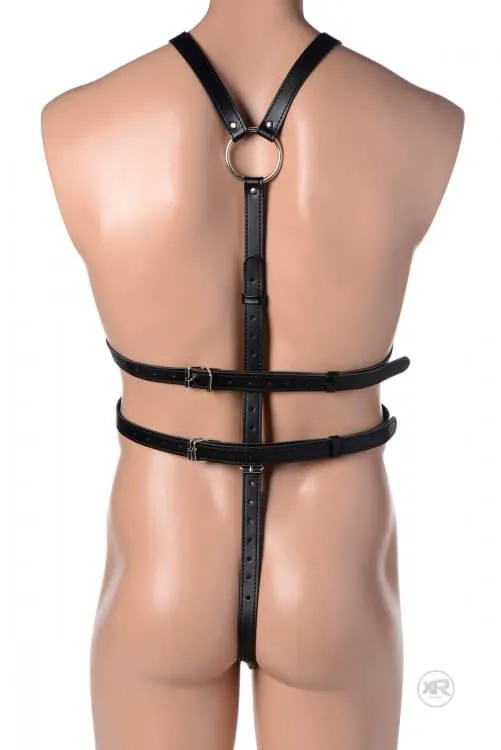 Female Sex Toys XR Brands Black Leather Male Body Harness Dominate or Submit in Style
