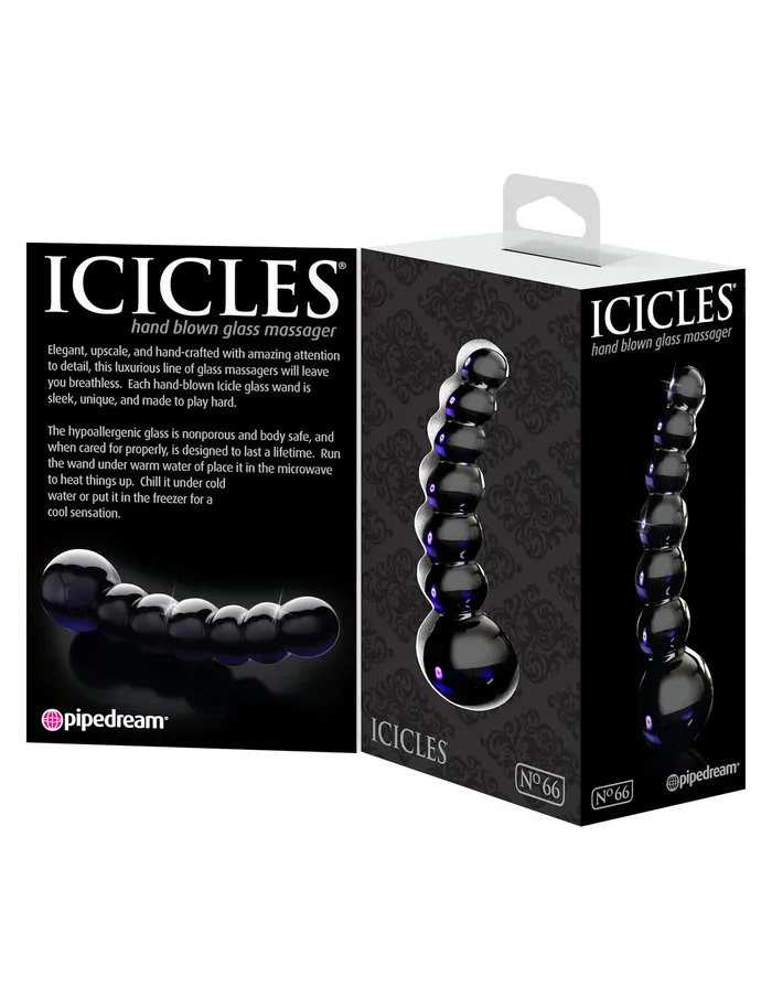 Indulge in Luxury with Pipedream Products Icicles Number 66 Black Glass Probe Pipedream Products Anal