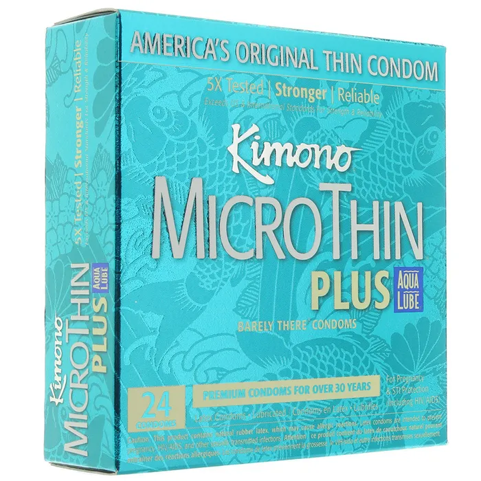 Kimono Male Sex Toys Kimono MicroThin Plus Aqualube Condoms in 24 Pack