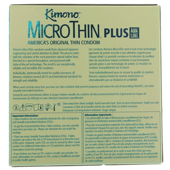 Kimono Male Sex Toys Kimono MicroThin Plus Aqualube Condoms in 24 Pack