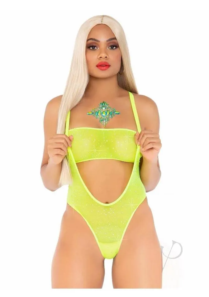 Leg Avenue Inc Rhinestone Mesh Bandeaubody Os 2pc Ylw Female Sex Toys