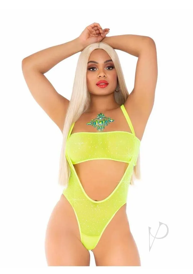 Leg Avenue Inc Rhinestone Mesh Bandeaubody Os 2pc Ylw Female Sex Toys
