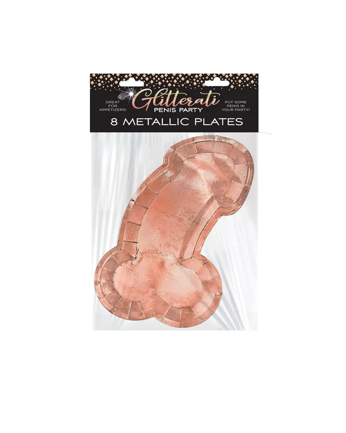 Little Genie Glitterati Rose Gold Penis Plates Pack of 8 for Adult Party Fun Male Sex Toys Little Genie Glitterati Rose Gold Penis Plates Pack of 8 for Adult Party Fun Male Sex Toys