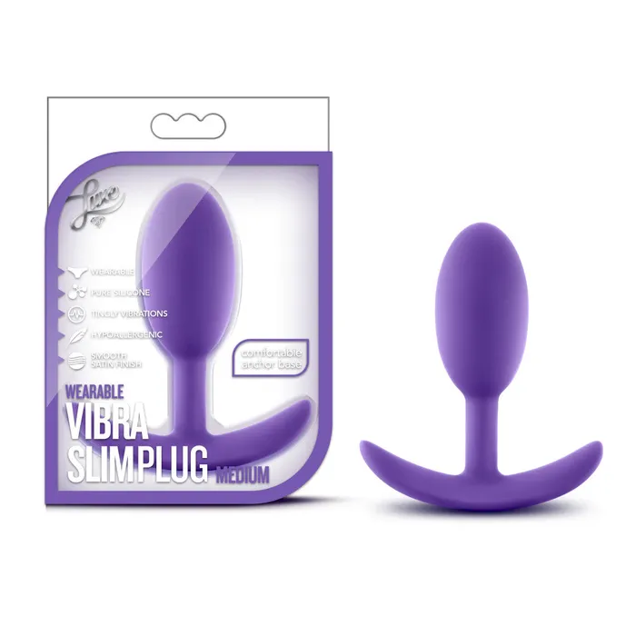 Luxe By Blush Wearable Vibra Slim Purple 4Inch Anal Plug Blush Anal