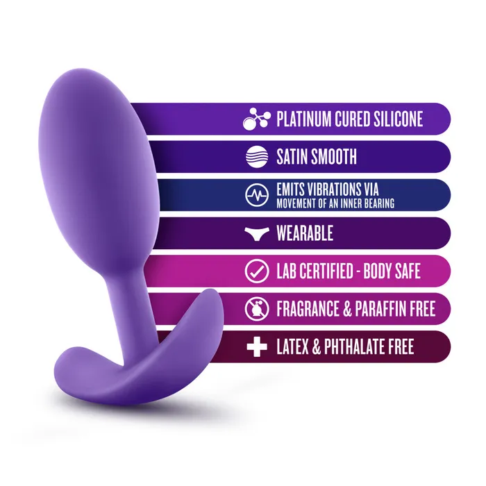 Luxe By Blush Wearable Vibra Slim Purple 4Inch Anal Plug Blush Anal