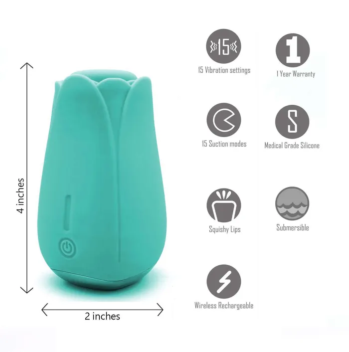 Maia Toys Vibrators Tulip Pro Suction Vibe Teal Rechargeable Vibrator