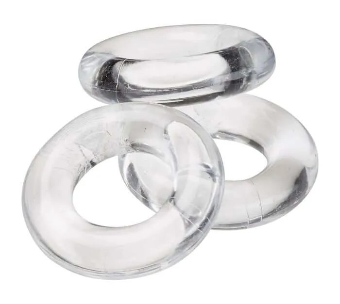 Male Sex Toys Cloud 9 Novelties Super Stretch Beaded Stay Hard Ring Combo Pack 3 Sizes Clear Cloud 9 Novelties