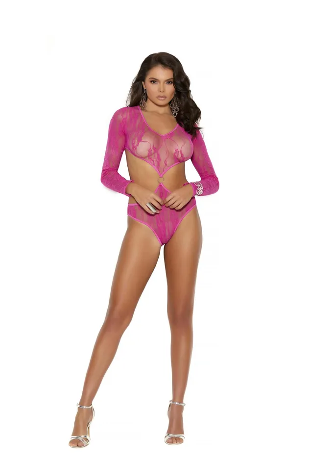 Male Sex Toys Elegant Moments Lingerie Elegant Moments Long Sleeve Lace Teddy with Cut Out Design Neon Pink Male Sex Toys Elegant Moments Lingerie Elegant Moments Long Sleeve Lace Teddy with Cut Out Design Neon Pink
