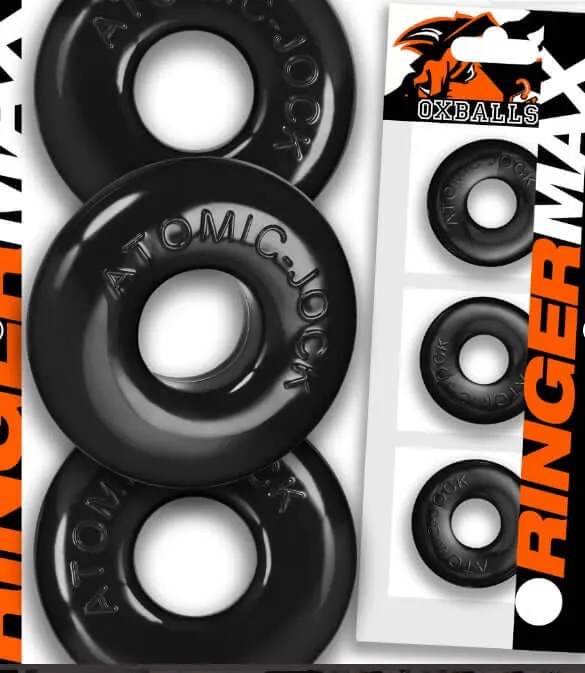 Oxballs Ringer Max 3Pack Cockrings Black Thicker Stronger Stretchy Rings OXBALLS Anal Oxballs Ringer Max 3Pack Cockrings Black Thicker Stronger Stretchy Rings OXBALLS Anal