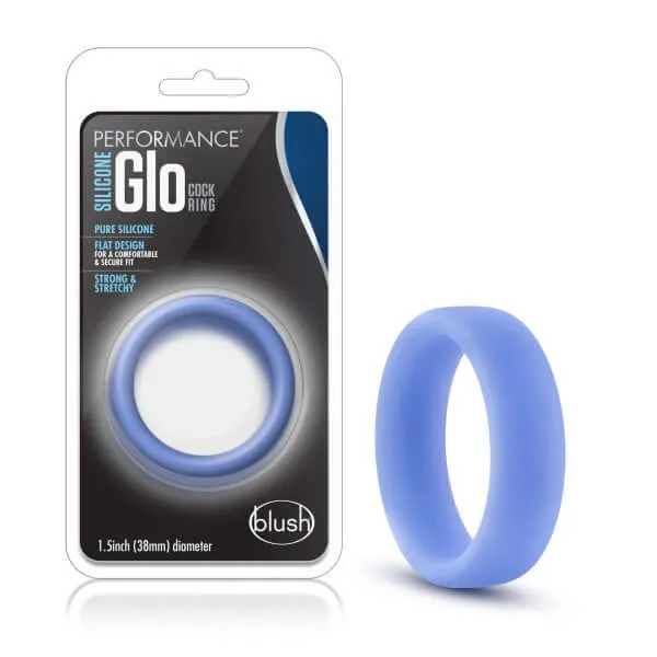 Performance Silicone Glo Cock Ring Blue Glow Blush Novelties Male Sex Toys