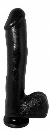 Pipedream Products Dildos Basix Rubber Works 10 Ballsy Black Dong For Ultimate Pleasure