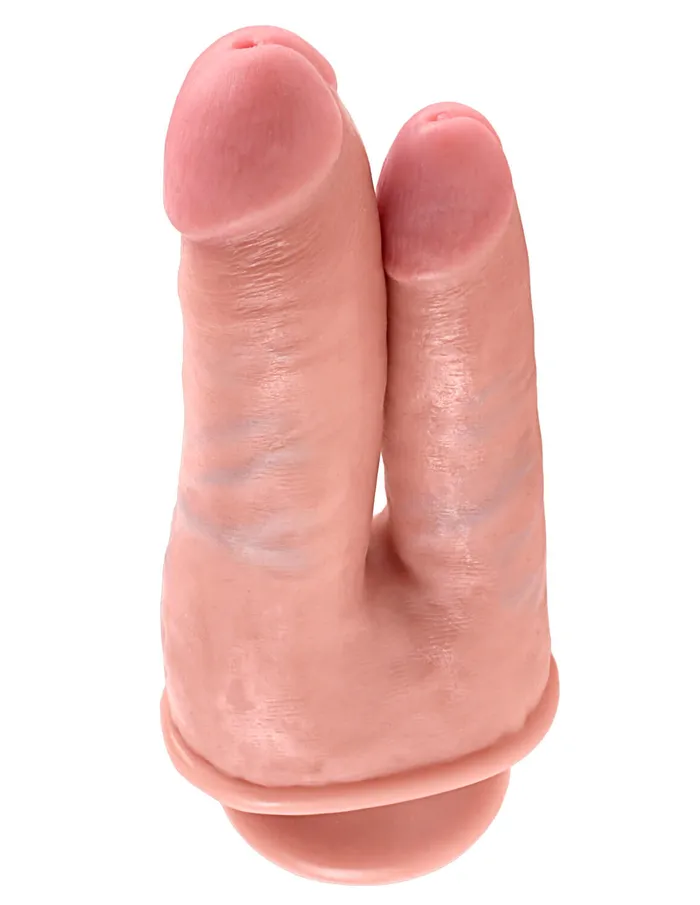 Pipedream Products Dildos King Cock Double Penetrator Flesh Beige Dildo Realistic Dual Penetration Suction Cup PhthalateFree