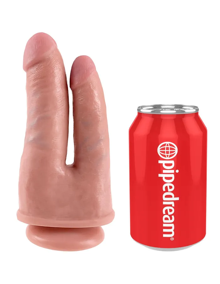 Pipedream Products Dildos King Cock Double Penetrator Flesh Beige Dildo Realistic Dual Penetration Suction Cup PhthalateFree