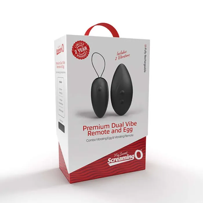 Screaming O Vibrators Screaming O Premium Dual Vibe Remote Control and Egg Black