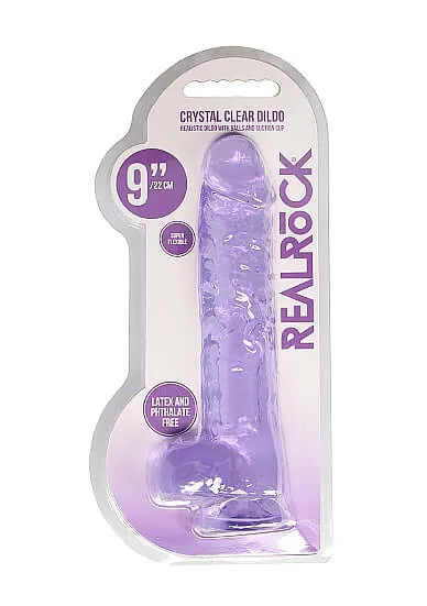 SHOTS AMERICA Dildos Real Cock 9 inches Realistic Dildo with Balls Purple