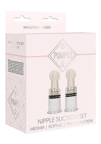 SHOTS AMERICA Female Sex Toys Pumped Nipple Suction Set Medium Transparent