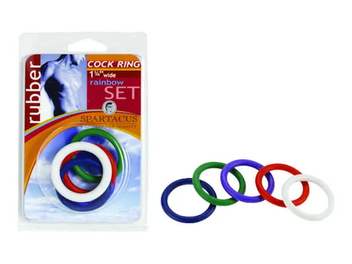 Spartacus Dildos Spartacus Cock Gear 1 14 Inches Rubber Cock Rings Rainbow Rubber 5 Pack Spartacus Dildos Spartacus Cock Gear 1 14 Inches Rubber Cock Rings Rainbow Rubber 5 Pack