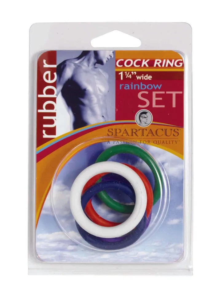 Spartacus Dildos Spartacus Cock Gear 1 14 Inches Rubber Cock Rings Rainbow Rubber 5 Pack