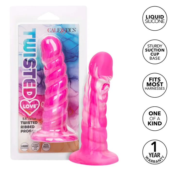 Twisted Love Twisted Ribbed Probe Pink Premium Silicone Pleasure Tool California Exotic Novelties Vibrators