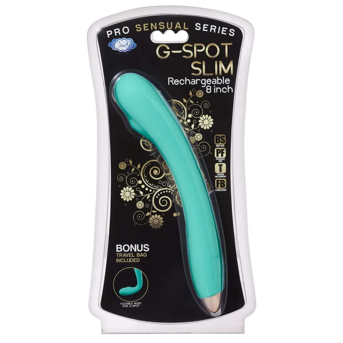 Vibrators CLOUD 9 RECHARGEABLE GSPOT SLIM 8IN SINGLE MOTOR TEAL Cloud 9 Novelties