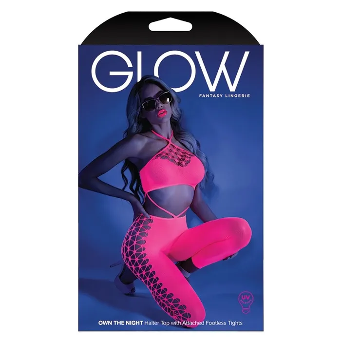 Vibrators FANTASY LINGERIE Fantasy Lingerie Glow Own The Night BodystockingNeon Pink OSBoxed