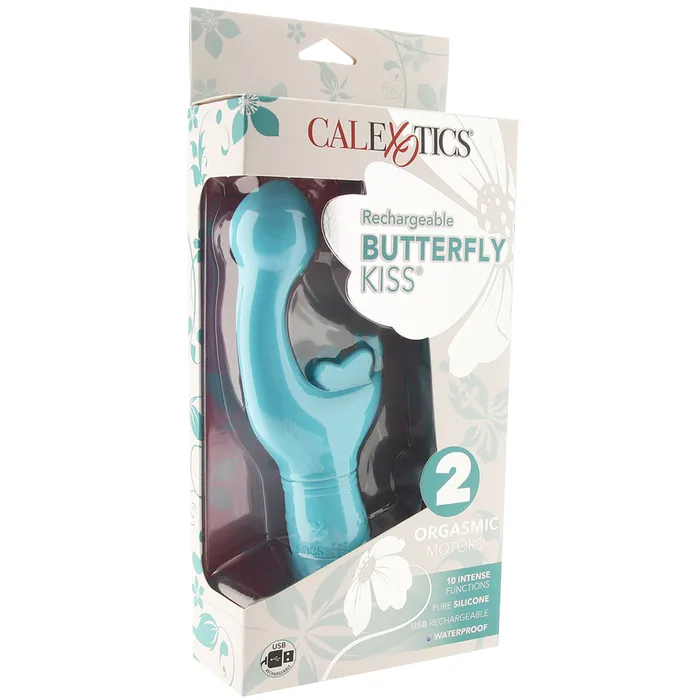 Vibrators Rechargeable Butterfly Kiss Vibrator in Blue CalExotics Vibrators Rechargeable Butterfly Kiss Vibrator in Blue CalExotics