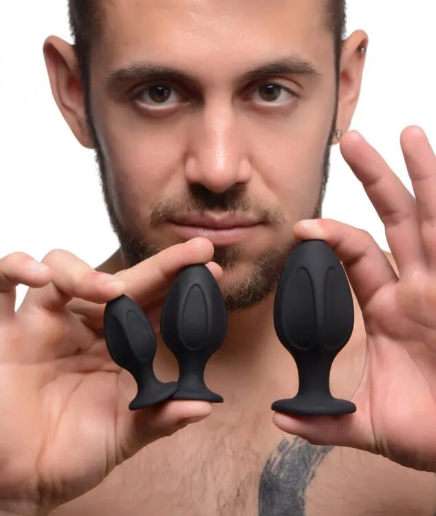 XR Brands Anal Master Series Triple Juicers Anal Training Set 3 Sizes Premium Silicone Suction Cup Base
