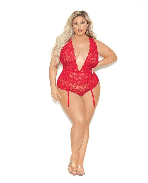 Anal Escante Euphoria Deep V Lace Teddiette Wopen Crotch Butt Red Qn