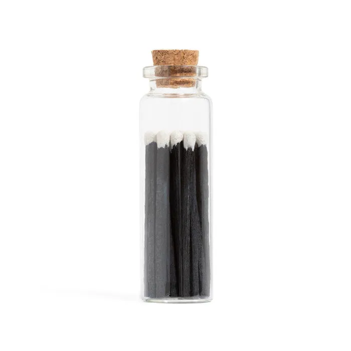Anal Hows It Glowing Candle Co Apothecary Vial of Matches in Black White