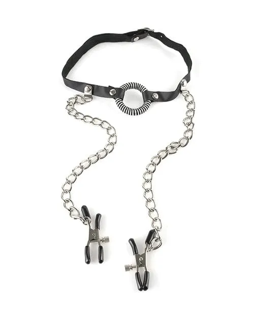 Couples Pipedream Products Fetish Fantasy Series O Ring Gag with Nipple Clamps Couples Pipedream Products Fetish Fantasy Series O Ring Gag with Nipple Clamps