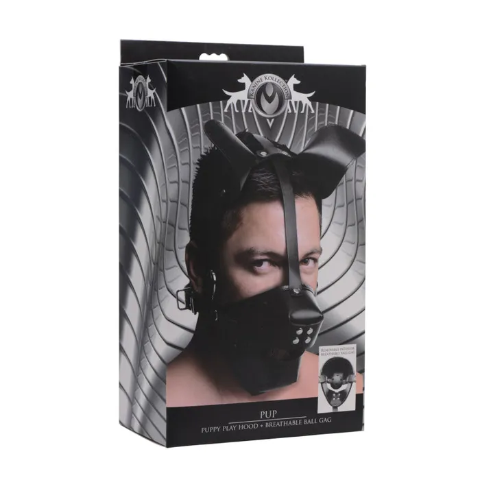 Couples XR Brands Master Series Pup Puppy Play Hood and Breathable Ball Gag Couples XR Brands Master Series Pup Puppy Play Hood and Breathable Ball Gag