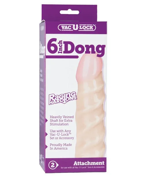 Doc Johnson VacULock 6 Raging Hard On Realistic Dong White Dildos