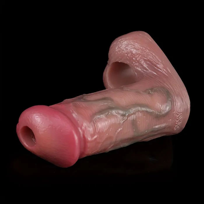 FAAK S8102 Silicone Simulation Hollow Penis Sleeve With Penis Ring Male Sex Toys