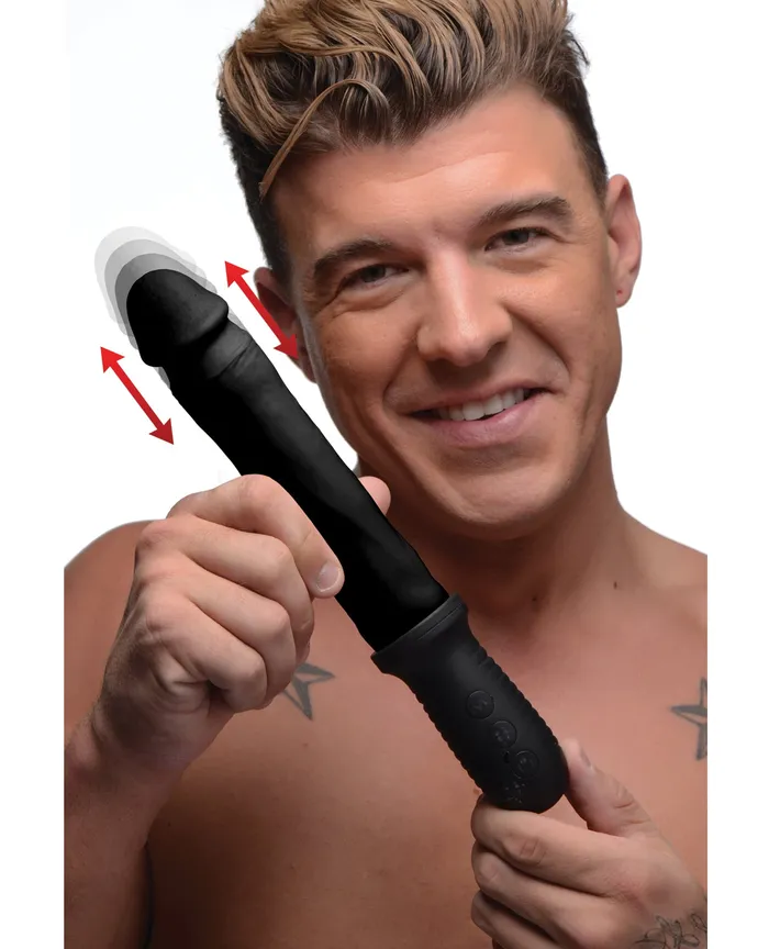 Female Sex Toys Master Series Master Series 8X Auto Pounder Vibrating Thrusting Dildo with Handle Black