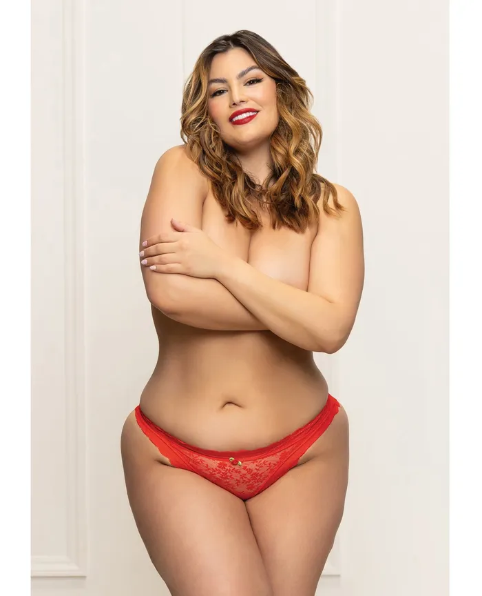 Female Sex Toys Seven til Midnight Lace Panty with Heart Cut Out Back Pearl Chain Detail Red 1X2X Female Sex Toys Seven til Midnight Lace Panty with Heart Cut Out Back Pearl Chain Detail Red 1X2X